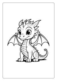 Cute Cartoon Dragon Coloring Page