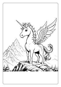 Majestic Unicorn with Wings Coloring Page