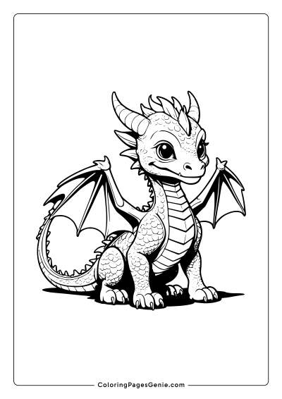 Cute Western Dragon Coloring Page