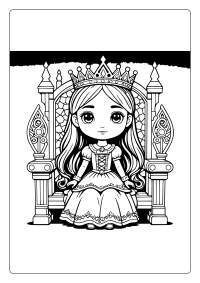 Princess on a Throne Coloring Page