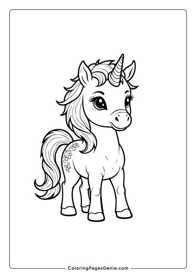 Majestic Unicorn Coloring Page