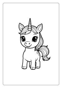 Kawaii Unicorn Coloring Page