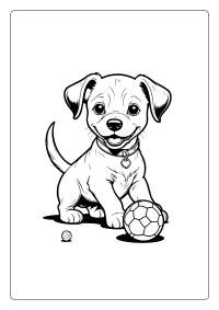 Dog Playing with a Ball Coloring Page