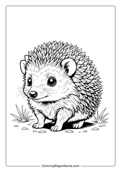 Cute Hedgehog Coloring Page