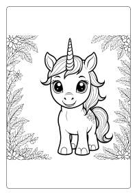 Adorable Unicorn Coloring Page