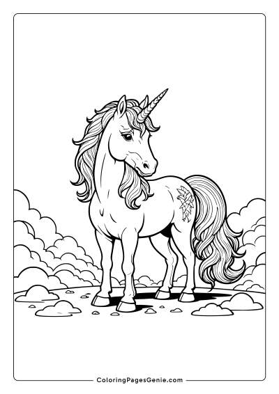 Beautiful Unicorn Coloring Page