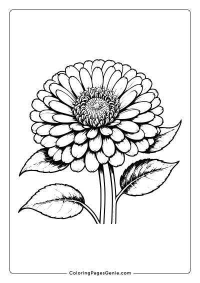 Zinnia Flower Coloring Page