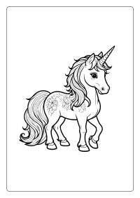 Unicorn with Flowing Mane Coloring Page