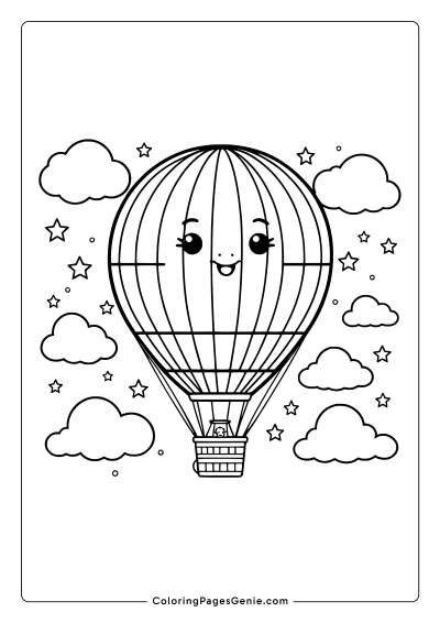 Cute Air Balloon Coloring Page