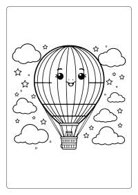 Cute Air Balloon Coloring Page