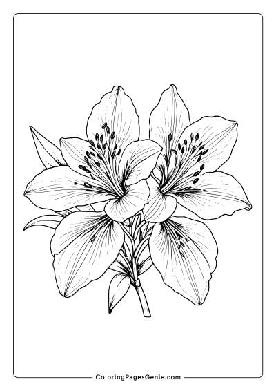 Alstroemeria Flower Coloring Page