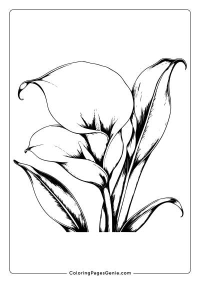 Calla Lily Flower Coloring Page