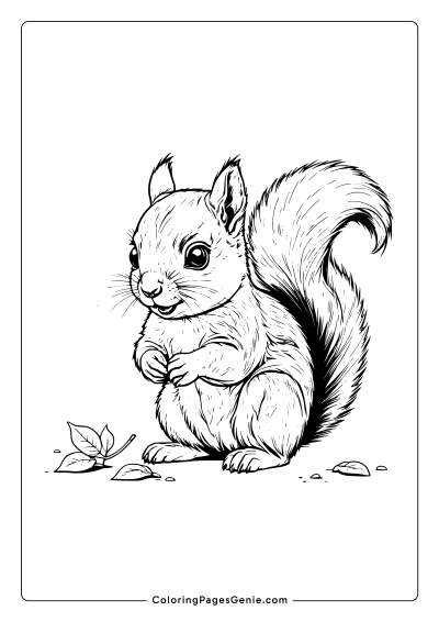 Cute Squirrel Coloring Page