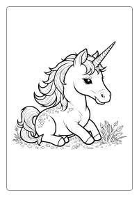 Resting Unicorn Coloring Page