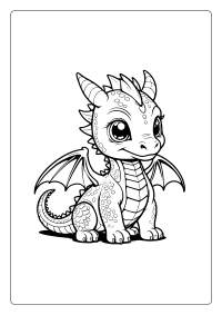 Cute Kawaii Dragon Coloring Page