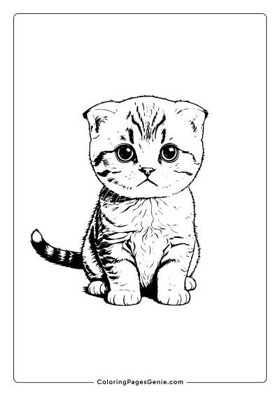 Scottish Fold Cat Coloring Page