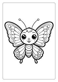 Cute Kawaii Butterfly Flying Coloring Page