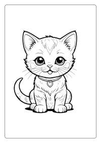 Kawaii Kitten Coloring Page