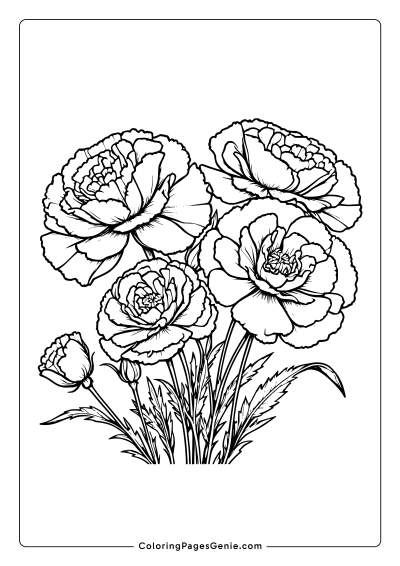 Carnation Flower Coloring Page