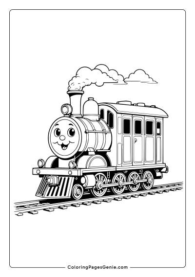 Cute Train Coloring Page