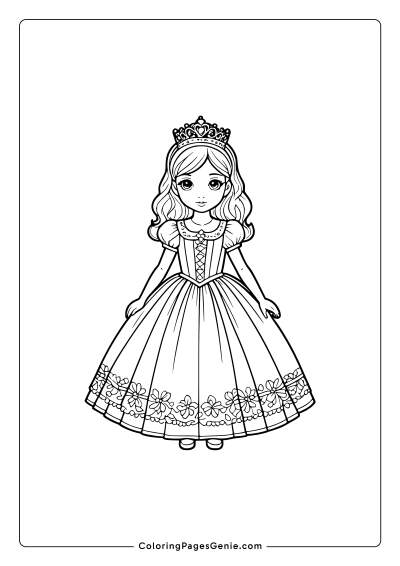 Beautiful Princess Dress Coloring Page