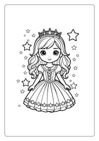 Beautiful Princess Star Dress Coloring Page