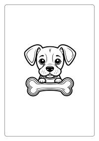 Cartoon Dog with His Bone Coloring Page