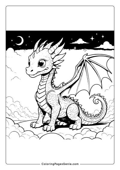 Cute Sky Dragon Coloring Page