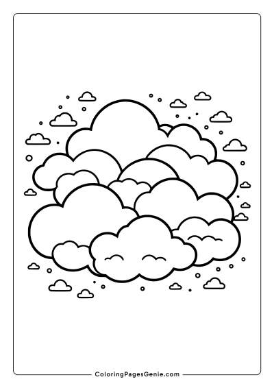 Cute Clouds Coloring Page