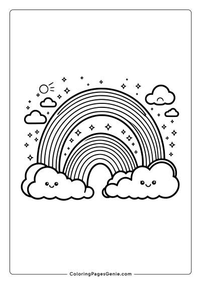 Cute Rainbow Coloring Page