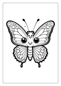 Cute Kawaii Butterfly Coloring Page