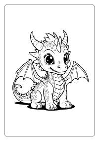 Cute Kawaii Ice Dragon Coloring Page