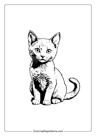 Russian Blue Cat Coloring Page