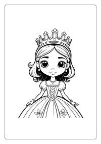 Princess with Crown Coloring Page