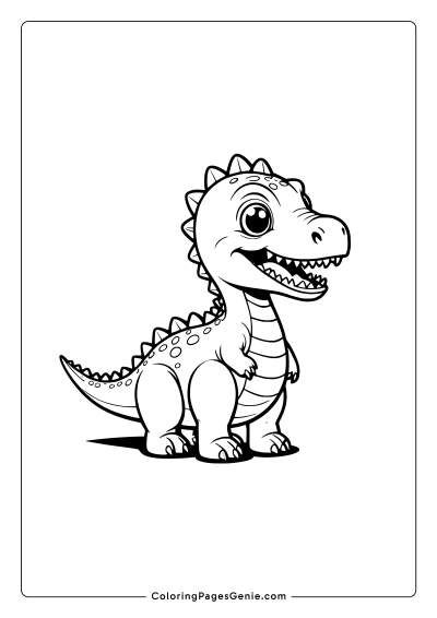 Cute Kawaii Dinosaur Coloring Page