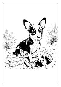 Dog Digging a Hole Coloring Page