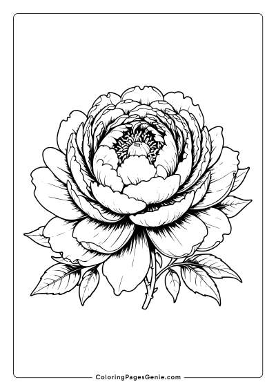 Peony Flower Coloring Page