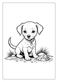 Cute Dog Digging Coloring Page