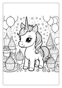 Unicorn Party Coloring Page