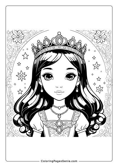 Kawaii Princess Coloring Page