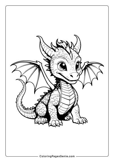 Cute Eastern Dragon Coloring Page