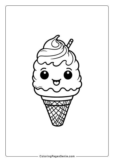 Cute Ice Cream Coloring Page