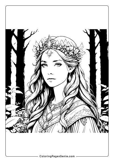 Forest Princess Coloring Page