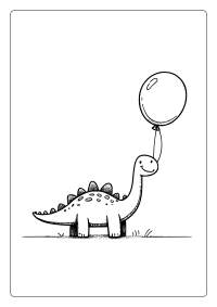 Cute Dinosaur with a Balloon Coloring Page