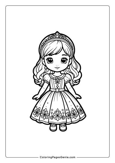 Beautiful Princess Sparkle Dress Coloring Page