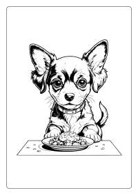 Dog Having Dinner Coloring Page